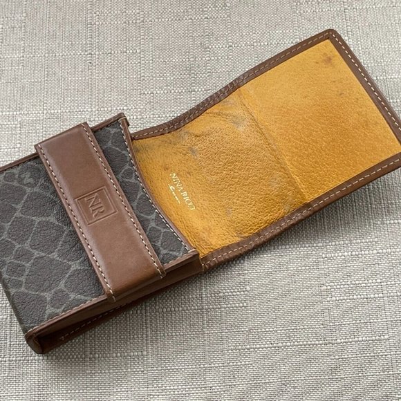 Nina Ricci Vintage Cigarette case/Card case Brown Signature Leather Case - Picture 8 of 12